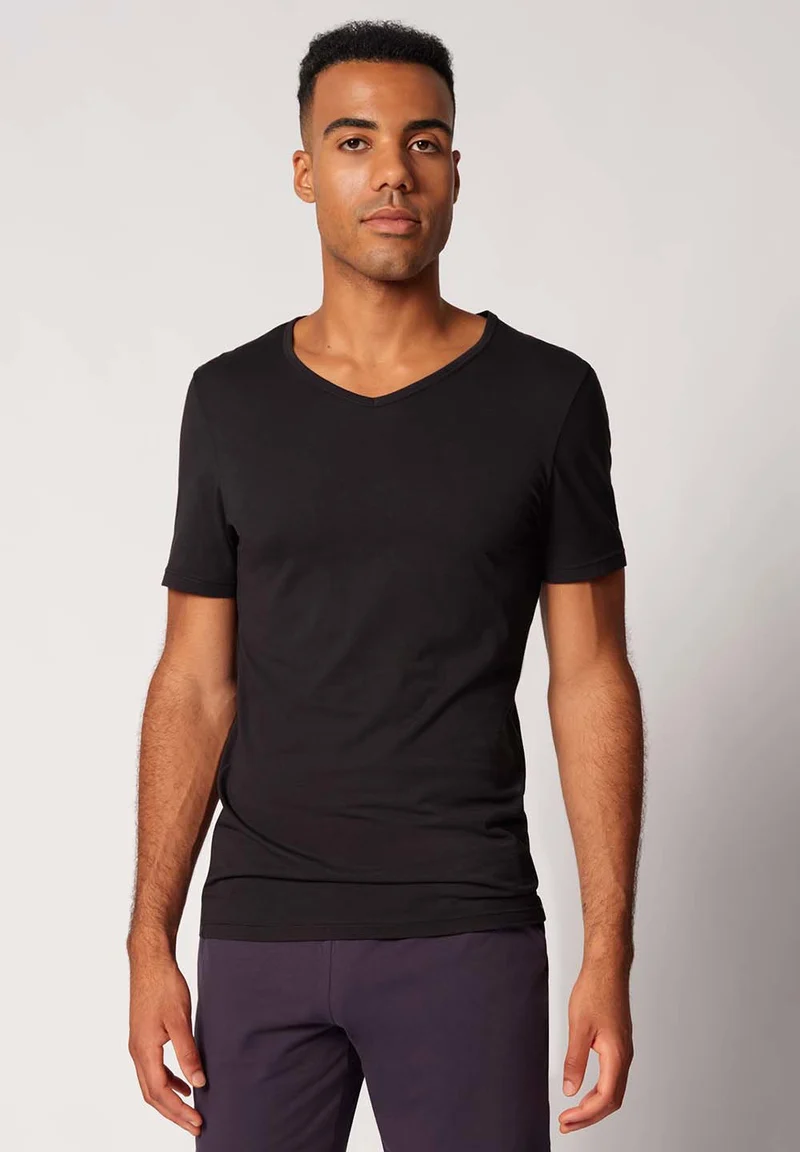 Shirt Multipack V-neck shirt short sleeve 2 pack | black 086911-087665