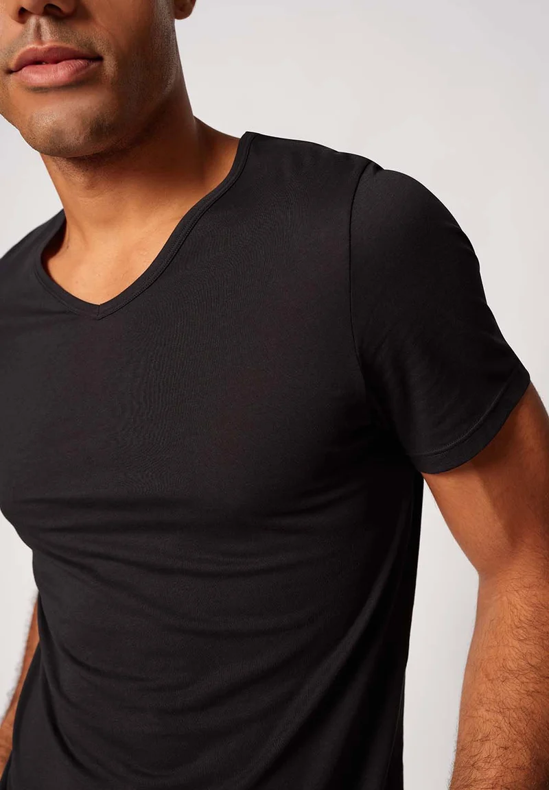Shirt Multipack V-neck shirt short sleeve 2 pack | black 086911-087665