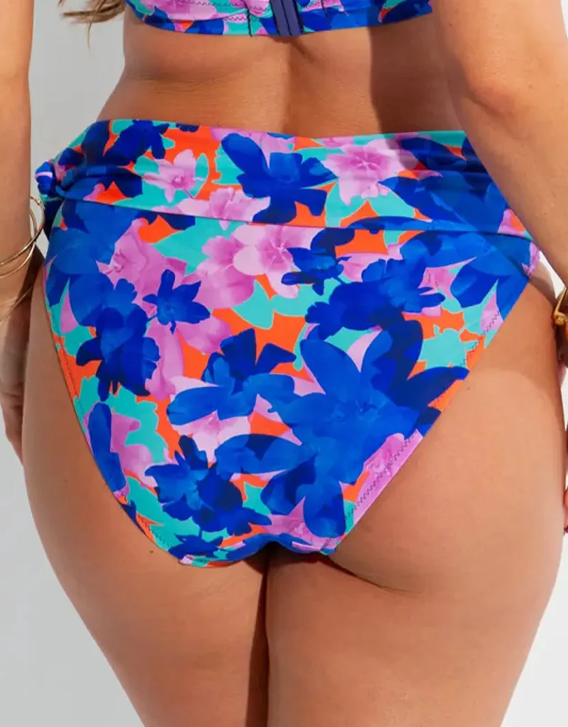 Pour Moi Heatwave Fold Over Tie Bikini Brief Aqua Floral
