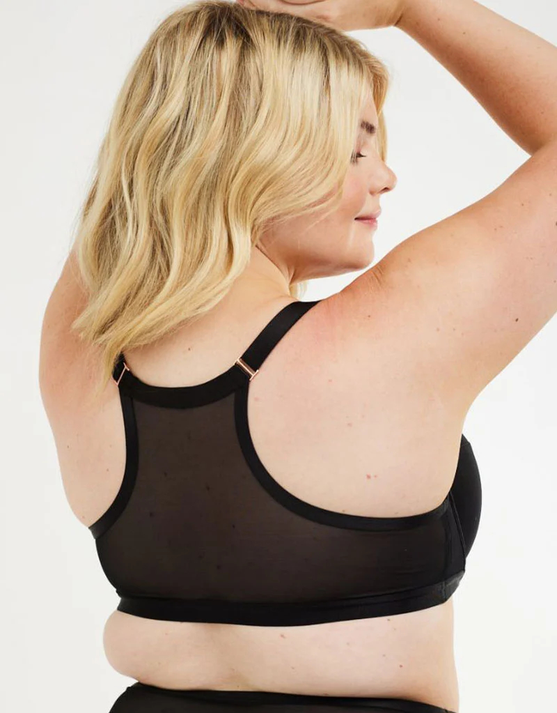 Oola Soft Mesh Front Fastening Moulded Plunge Bra Black