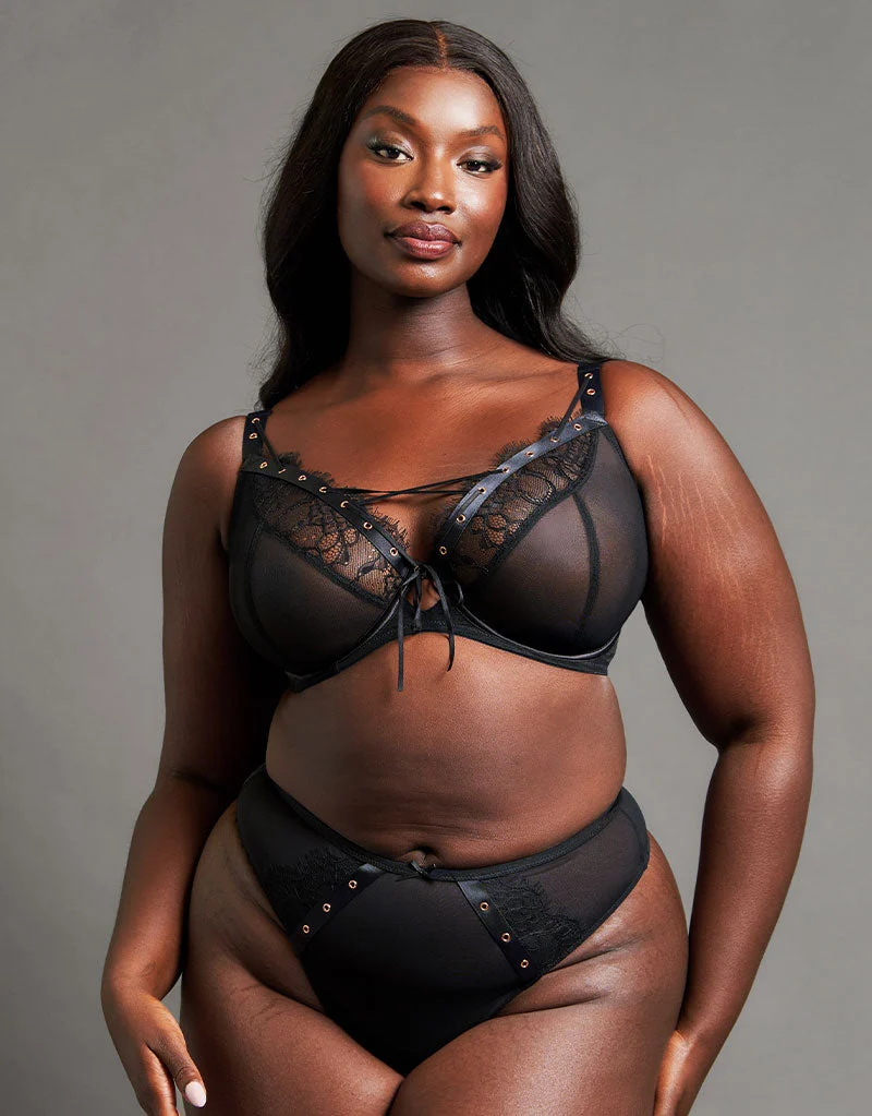 Scantilly Laced Up High Waist Thong Black
