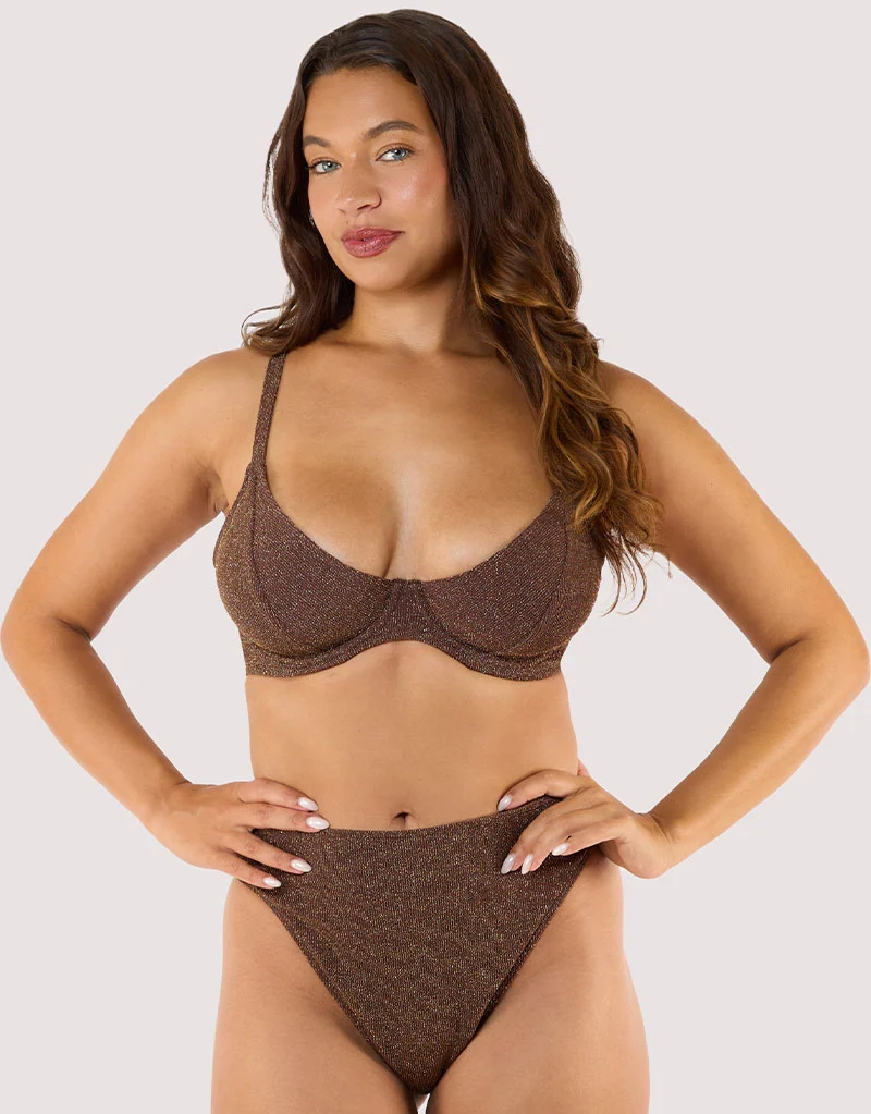 Wolf & Whistle Amber High Leg Bikini Brief Bronze