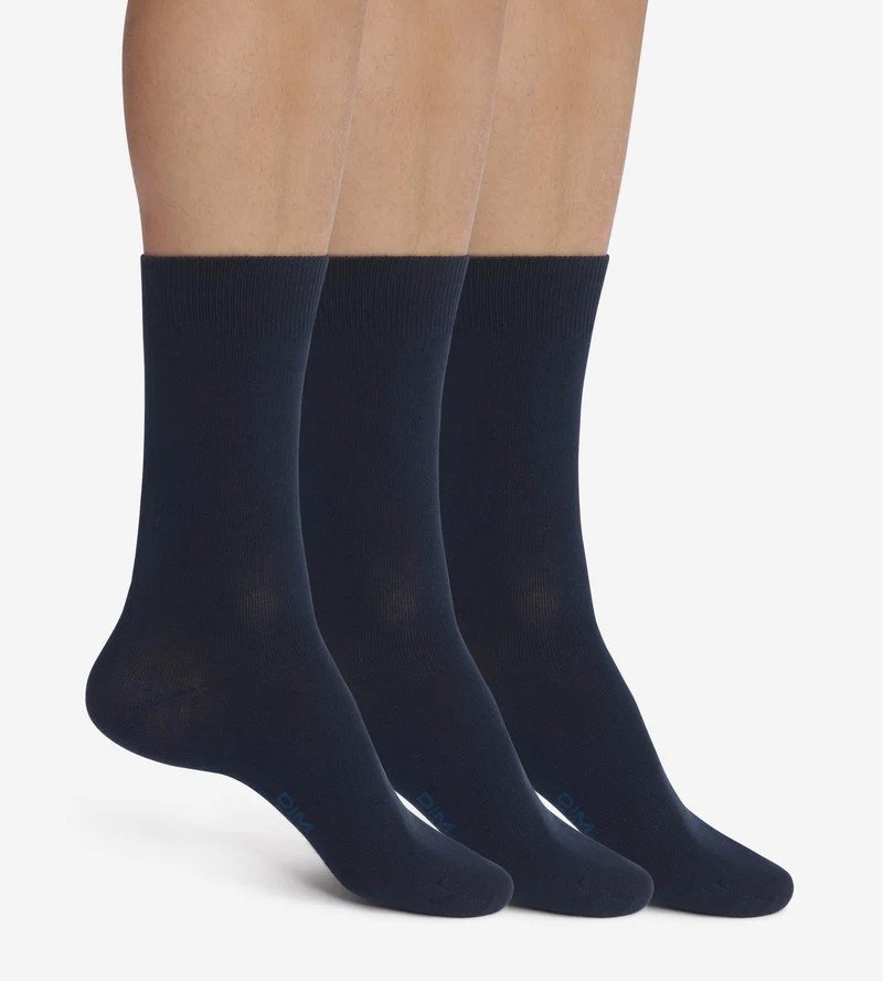 Packung mit 3 Paar Herrensocken Navy Blue Dim Cotton Comfort