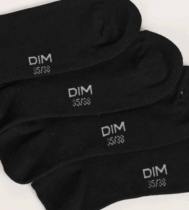 Packung mit 3 Paar kurzen Damensocken Black Dim Cotton
