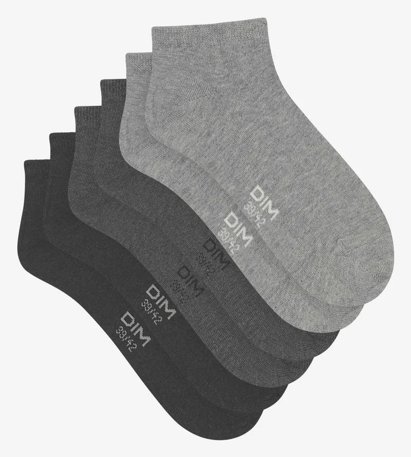 Packung mit 3 Paar kurzen Socken aus anthrazitfarbener Baumwolle