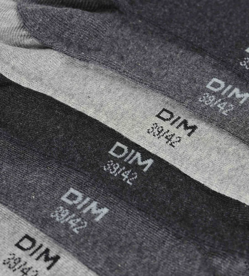 Packung mit 3 Paar kurzen Damensocken aus anthrazitgrauer Dim-Baumwolle
