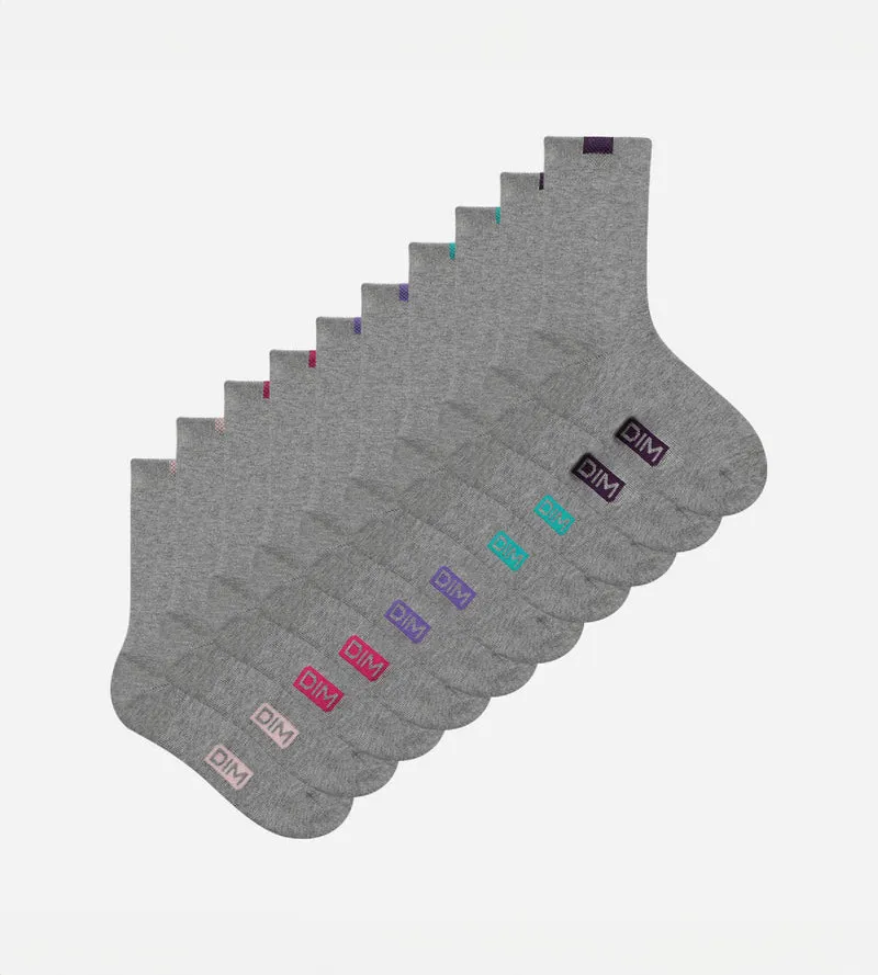 5er-Pack hellgraue Damensocken mit farbiger Markierung - EcoDIM