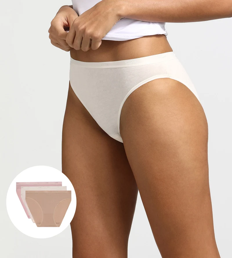 3er-Pack Slips rosa/hautfarben/perlmutt aus Stretch-Baumwolle – Pockets EcoDIM