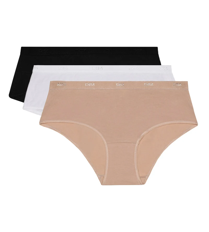 3er-Pack Hipster weiß/hautfarben/schwarz aus Stretch-Baumwolle – Pockets EcoDIM