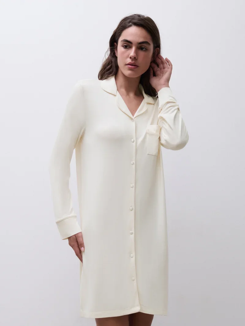 Femilet - Daisy Nachthemd Langarm Egret