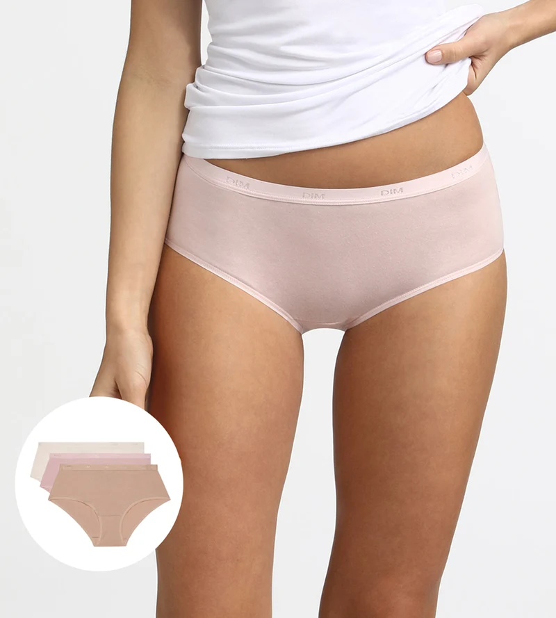 3er-Pack Hipster rosa/hautfarben/perlmutt aus Stretch-Baumwolle – Pockets EcoDIM