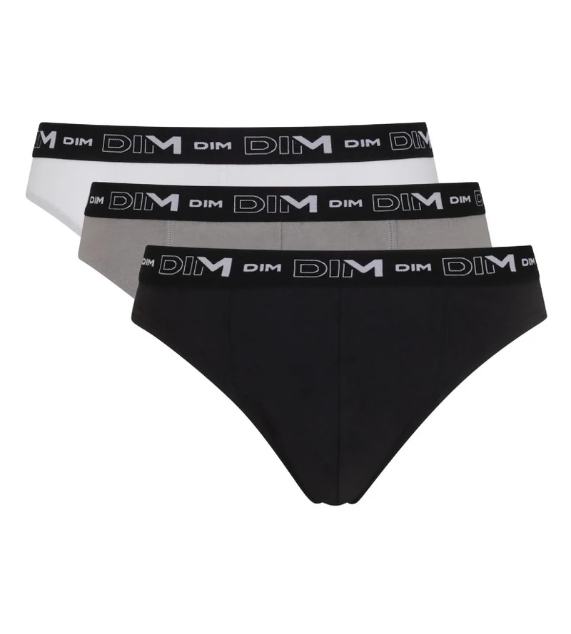 3er-Pack Slips aus Stretch-Baumwolle schwarz/grau/weiß