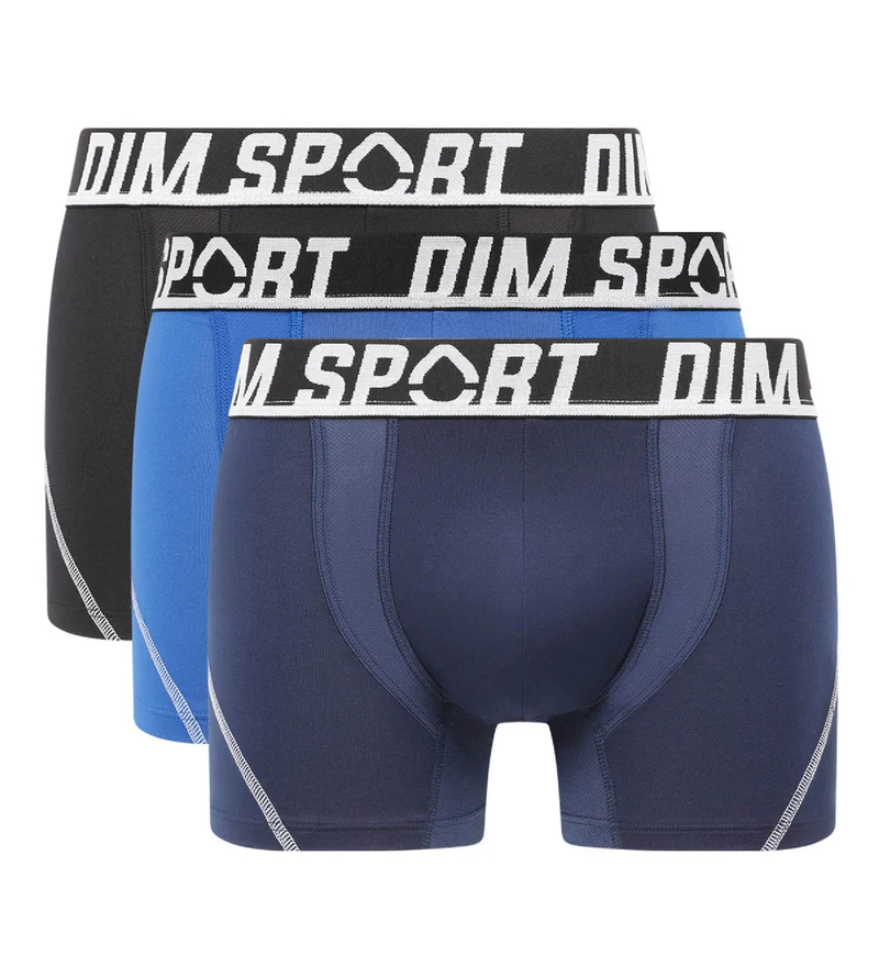 3er-Pack Boxershorts aus Mikrofaser schwarz/blau/cyanblau - DIM Sport
