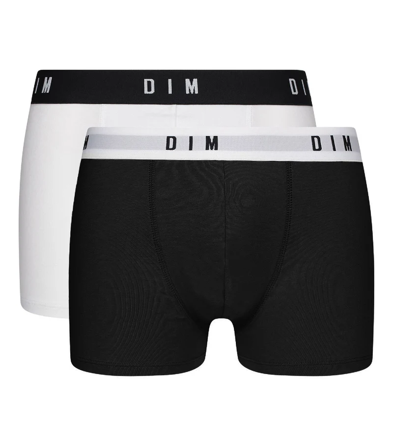 2er-Pack Boxershorts mit Retrobund schwarz/weiß - DIM Originals