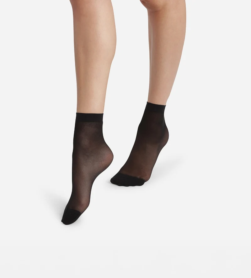 2er-Pack transparente Socken 20D mit Lycra® in Schwarz - Ultra Resist