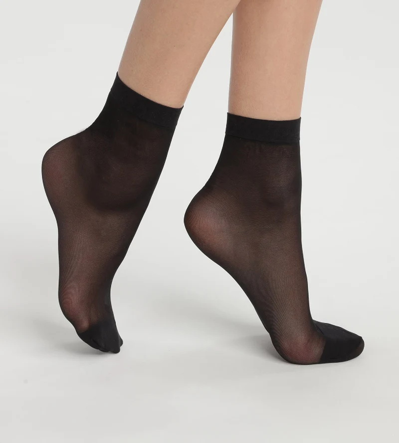 2er-Pack transparente Socken 20D mit Lycra® in Schwarz - Ultra Resist