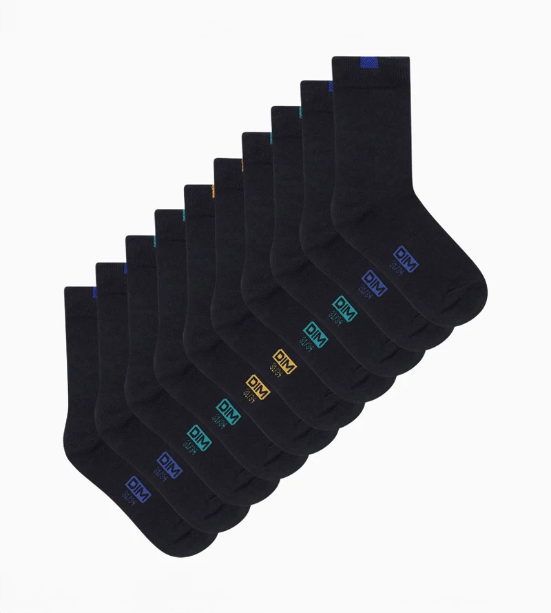 5er-Pack Kindersocken aus Baumwolle marineblau/farbig markiert - EcoDIM