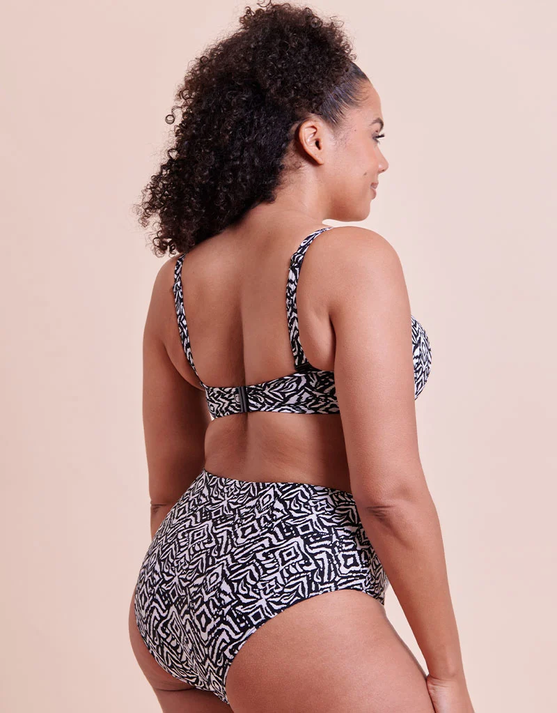 Curvy Kate Wild Horizon Bandeau Strapless Multiway Bikini Top Black Print
