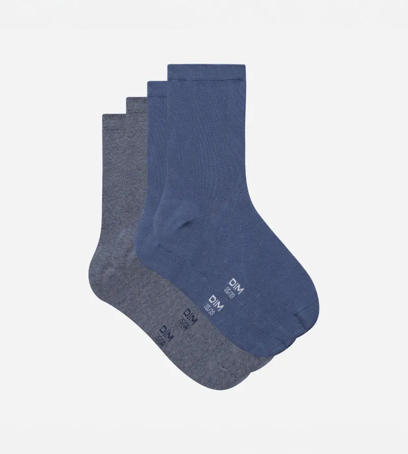 2er-Pack Damensocken aus Baumwolle marineblau/weiß - Basic Cotton