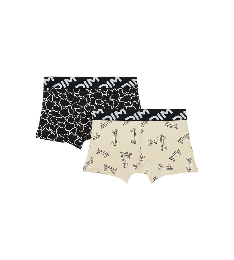 2er-Pack Jungen-Boxershorts aus recycelter Mikrofaser mit Skate-Motiv - DIM Micro
