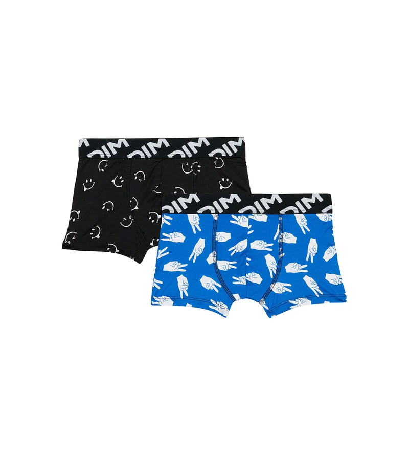 2er-Pack Jungen-Boxershorts aus recycelter Mikrofaser mit Peace-Motiv - DIM Micro