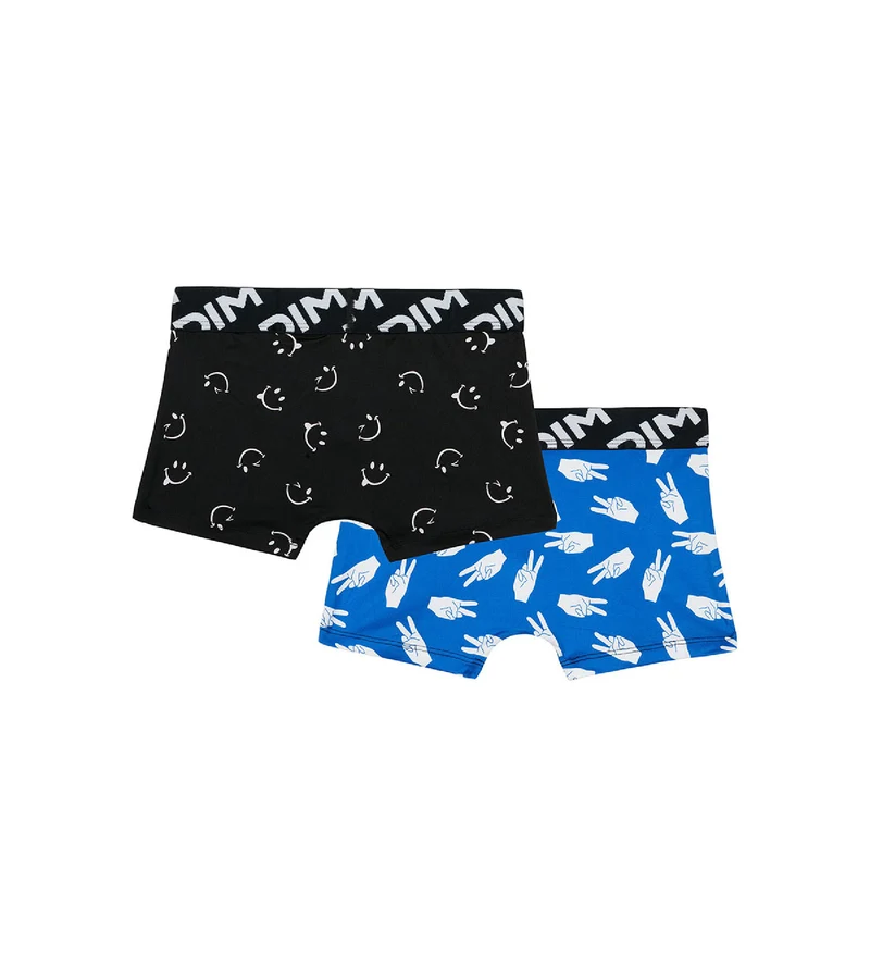 2er-Pack Jungen-Boxershorts aus recycelter Mikrofaser mit Peace-Motiv - DIM Micro