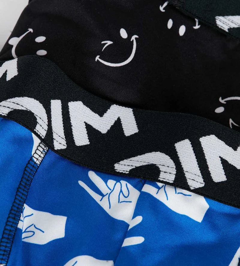 2er-Pack Jungen-Boxershorts aus recycelter Mikrofaser mit Peace-Motiv - DIM Micro