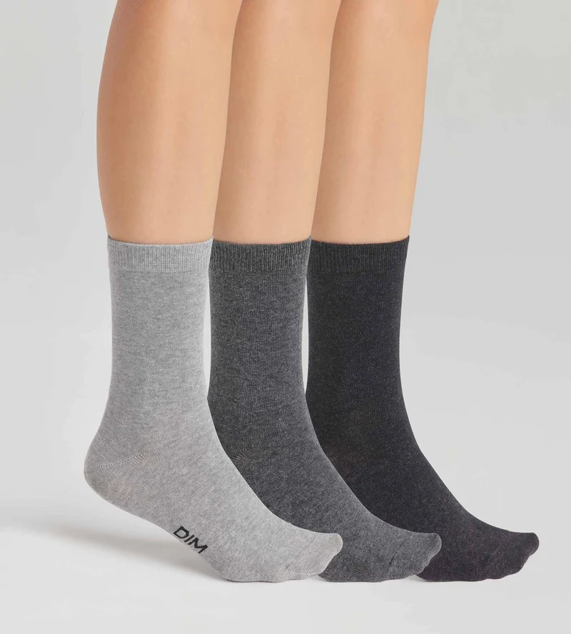 3er-Pack Damensocken aus Baumwolle hell/mittel/dunkelgrau - Basic Cotton