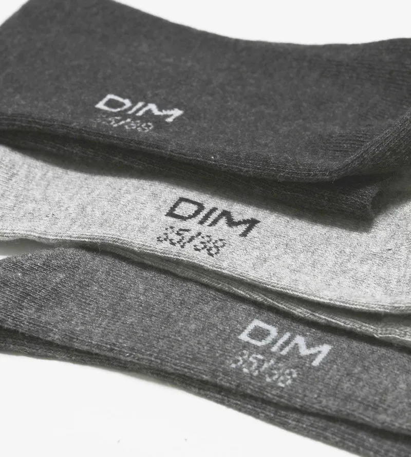 3er-Pack Damensocken aus Baumwolle hell/mittel/dunkelgrau - Basic Cotton