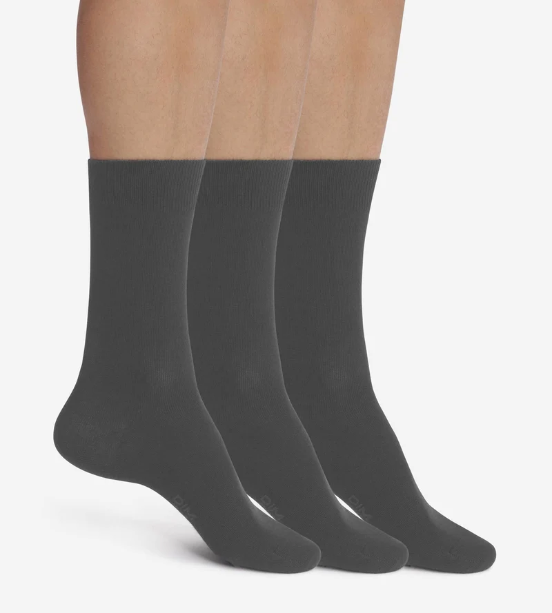 Packung mit 3 Paar anthrazitfarbenen Dim Cotton Comfort-Socken für Herren