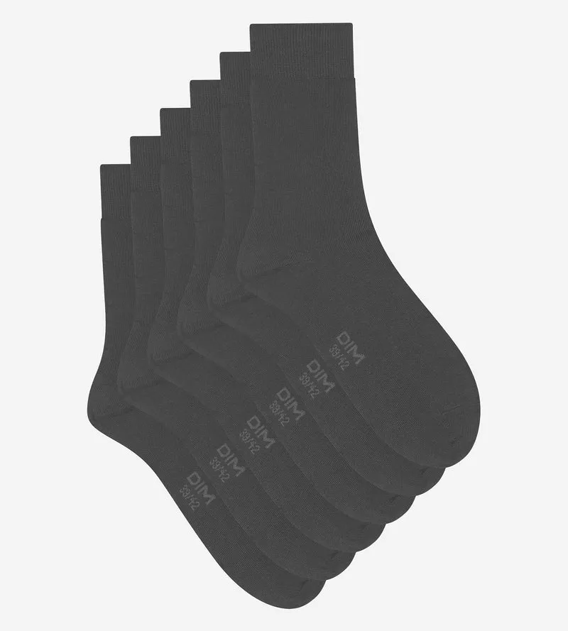 Packung mit 3 Paar anthrazitfarbenen Dim Cotton Comfort-Socken für Herren