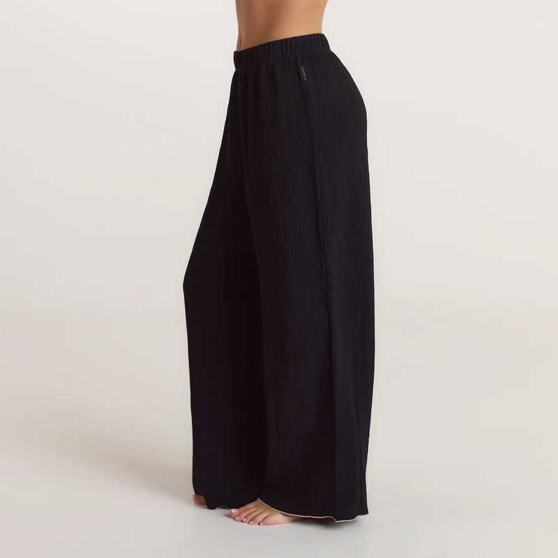 Crinkle Pyjamahose - Schwarz
