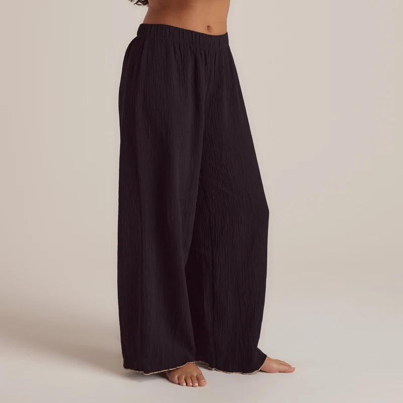 Crinkle Pyjamahose - Schwarz
