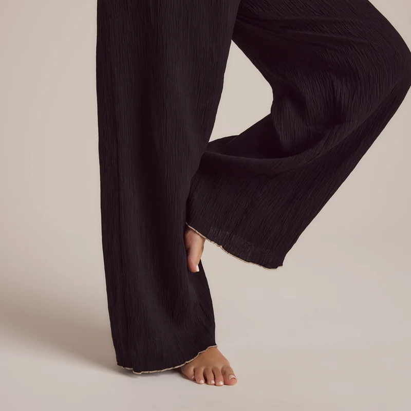 Crinkle Pyjamahose - Schwarz