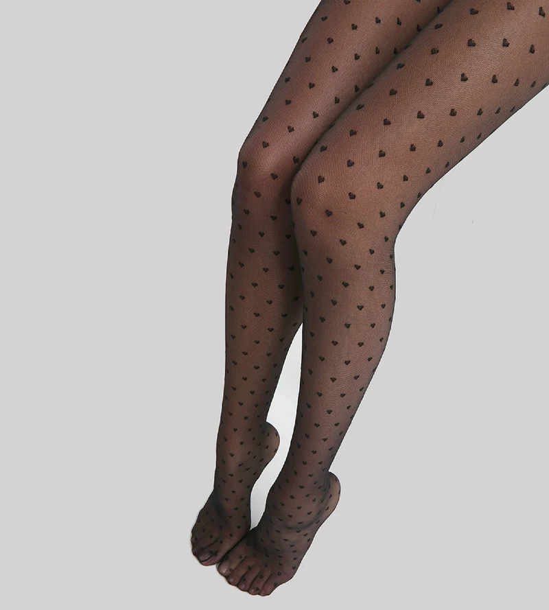 Schwarze transparente Strumpfhose 20D mit Herzen - DIM Style