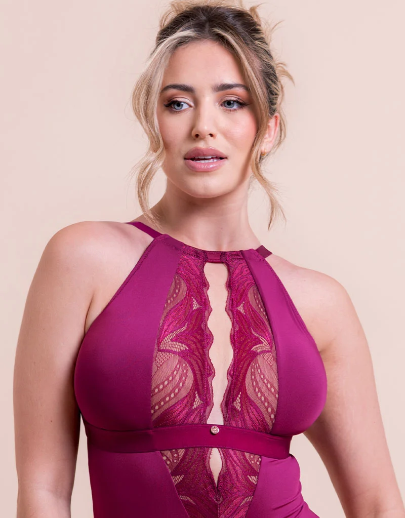 Scantilly Indulgence Multiway Stretch Lace Body Berry Purple