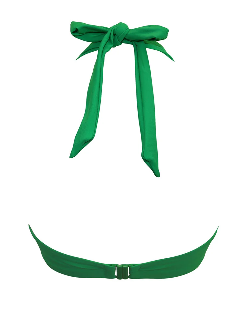 Pour Moi Malibu Plunge Halter Bikini Top Green
