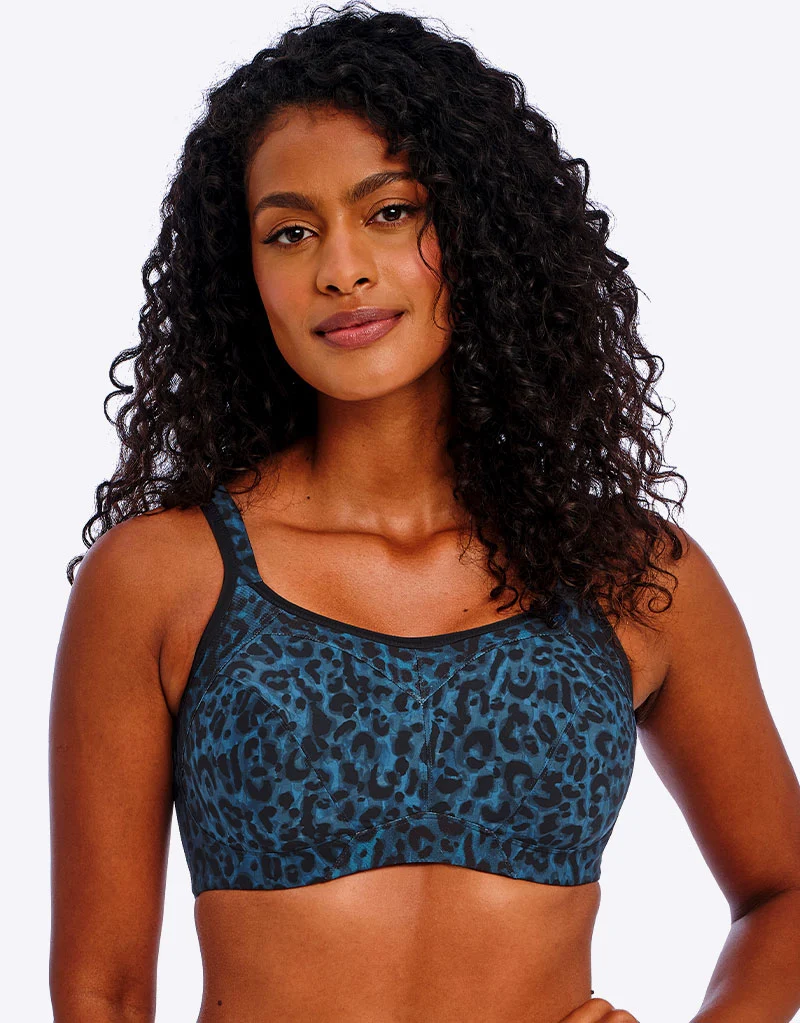 Freya Active High Octane Sports Bra Midnight Blue Leopard Print