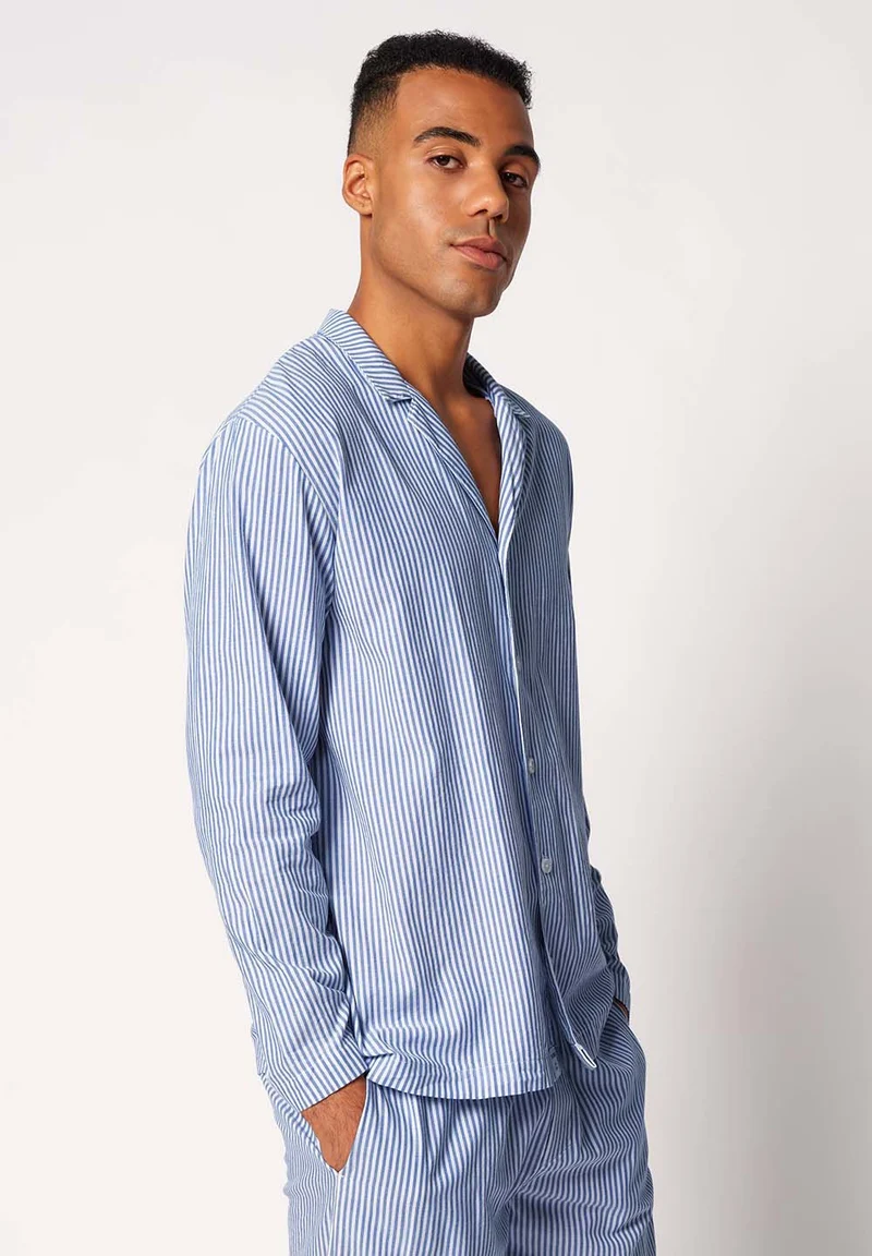 Unight Unisex shirt long sleeve | blue microstripes 083025-08S732