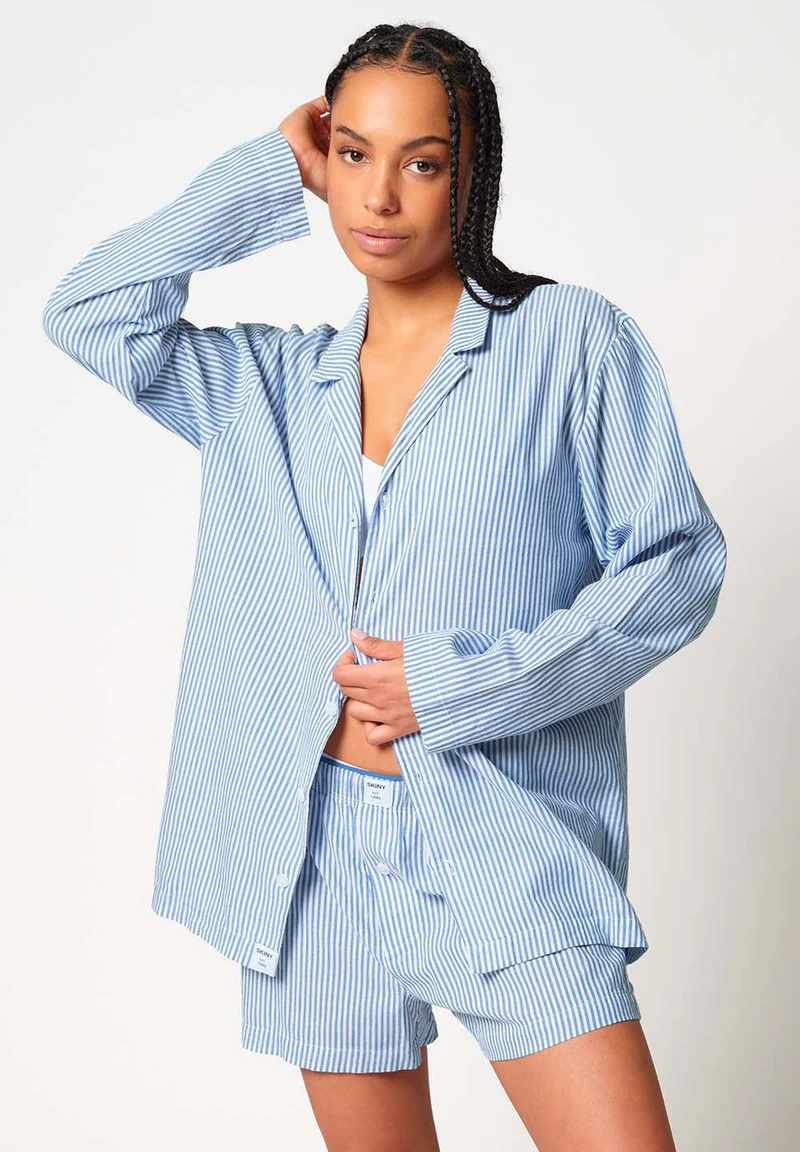 Unight Unisex shirt long sleeve | blue microstripes 083025-08S732