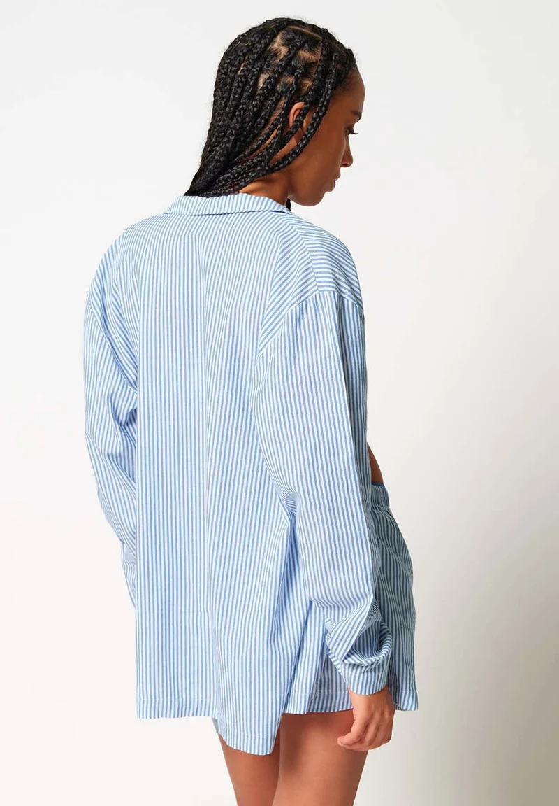 Unight Unisex shirt long sleeve | blue microstripes 083025-08S732