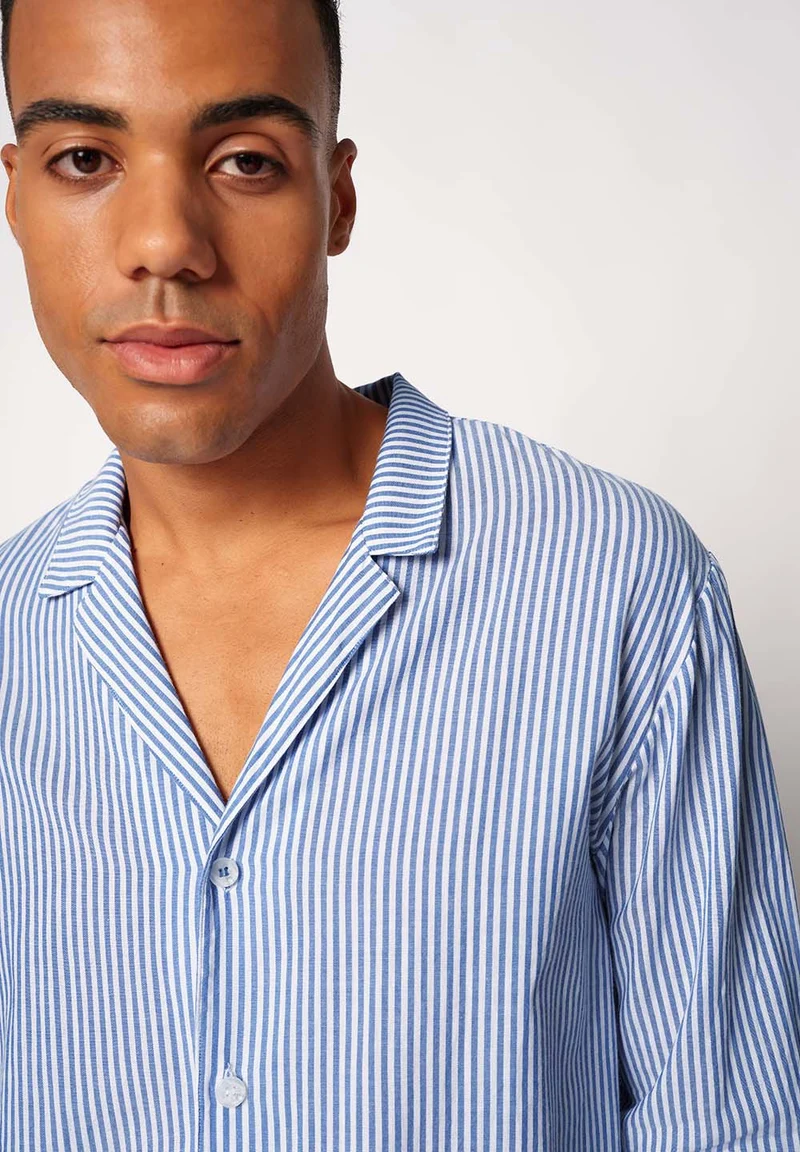 Unight Unisex shirt long sleeve | blue microstripes 083025-08S732