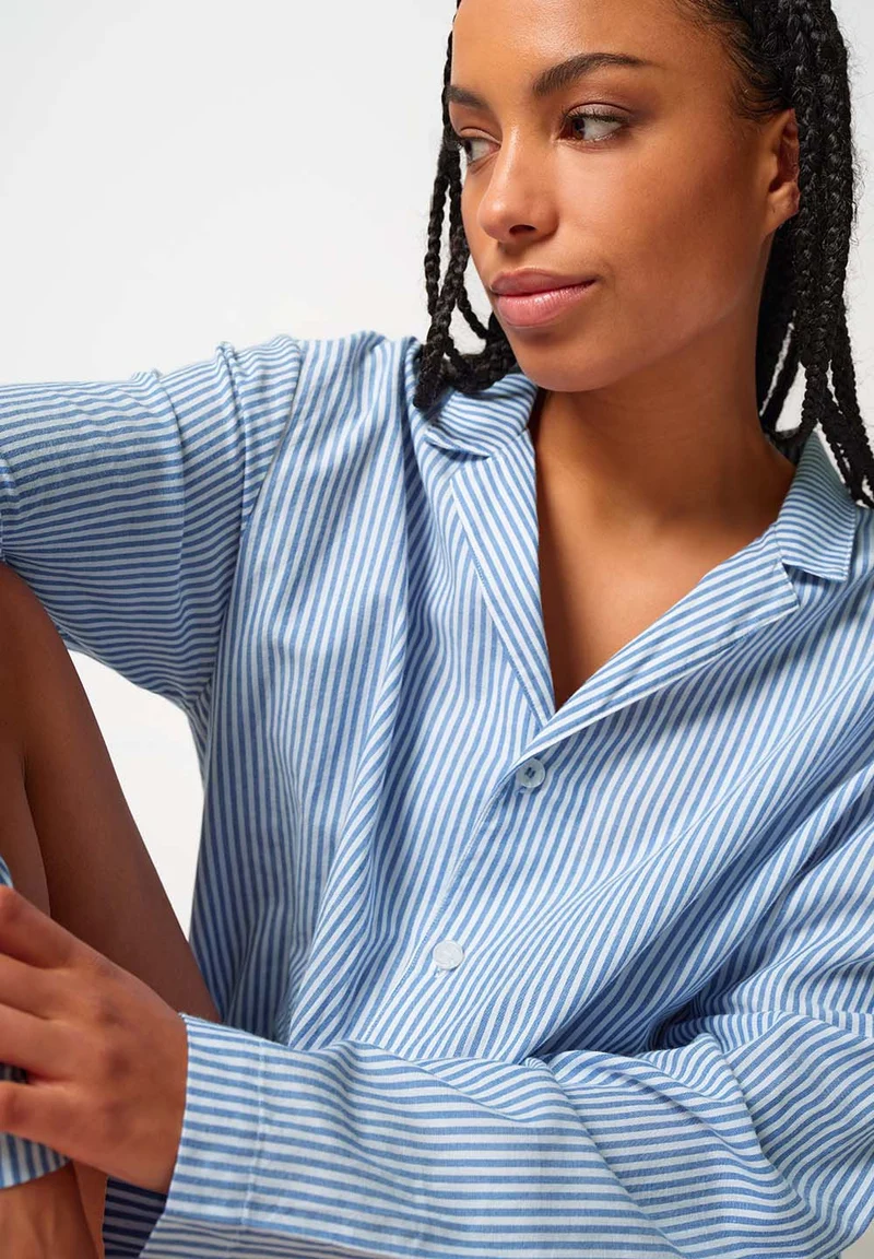 Unight Unisex shirt long sleeve | blue microstripes 083025-08S732