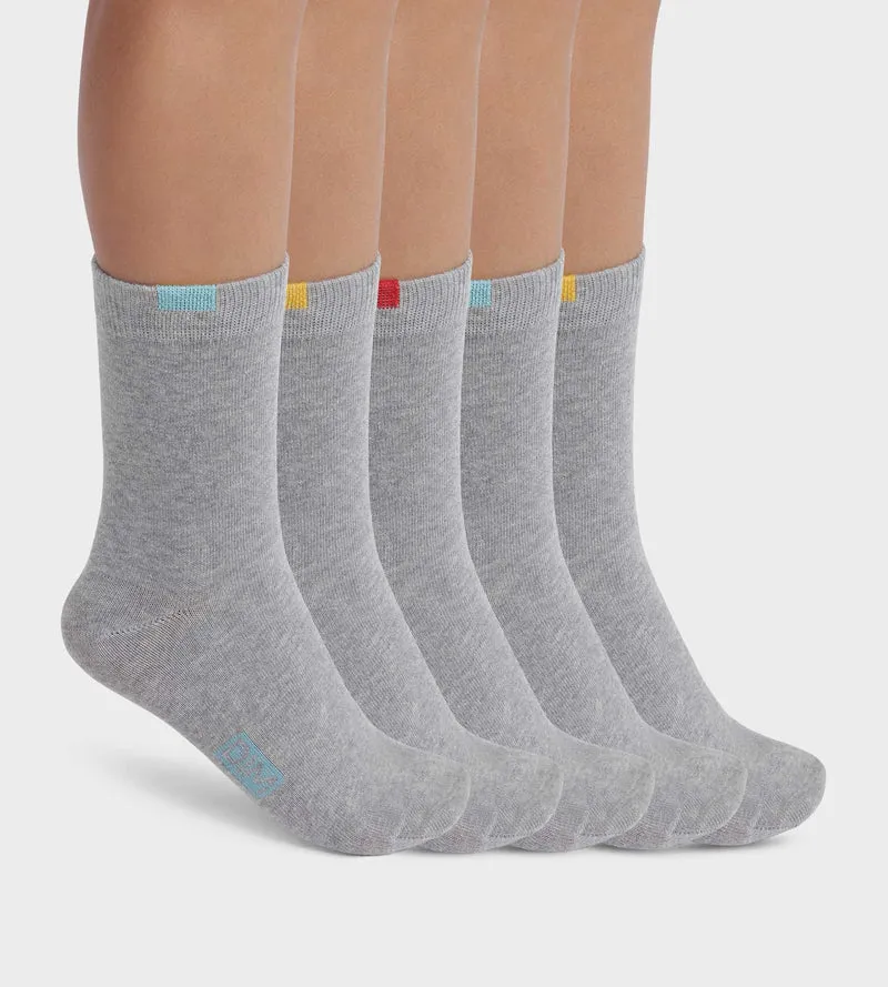 5er-Pack Kindersocken aus Baumwolle grau meliert/farbig markiert - EcoDIM