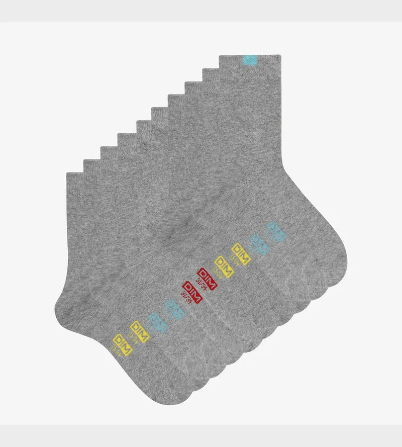 5er-Pack Kindersocken aus Baumwolle grau meliert/farbig markiert - EcoDIM