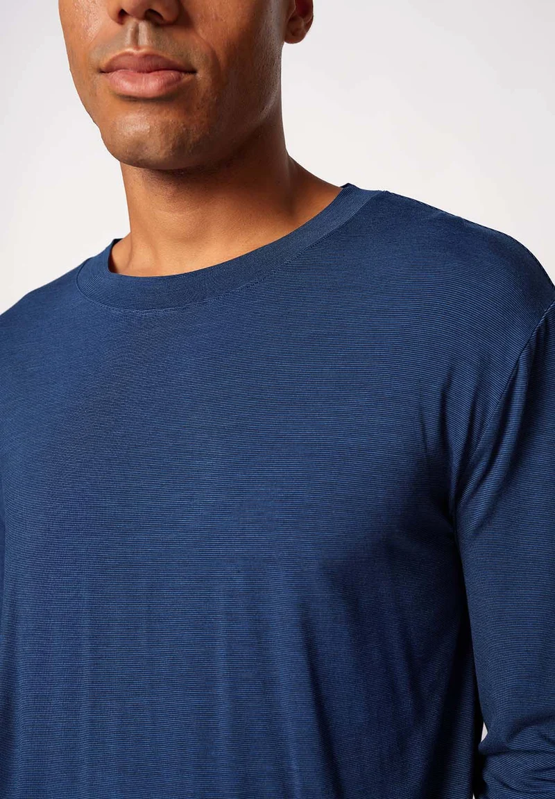Cooling Deluxe Night Shirt long sleeve | crownblue stripes 082975-08S017