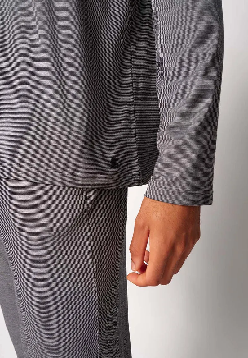 Cooling Deluxe Night Shirt long sleeve | black stripes 082975-08S016