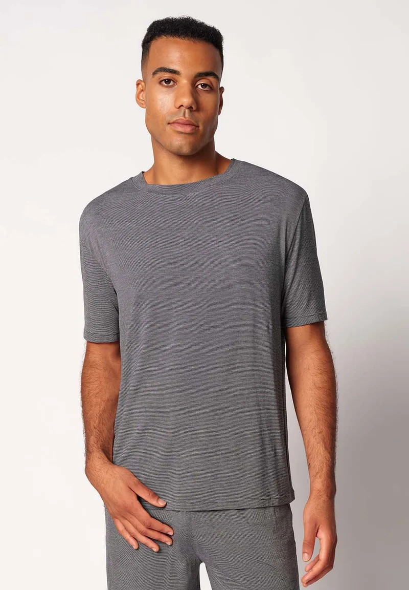 Cooling Deluxe Night Shirt short sleeve | black stripes 082943-08S016