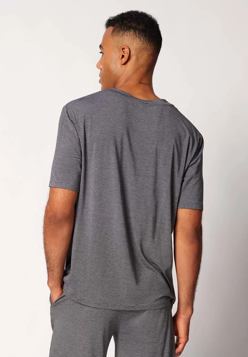 Cooling Deluxe Night Shirt short sleeve | black stripes 082943-08S016