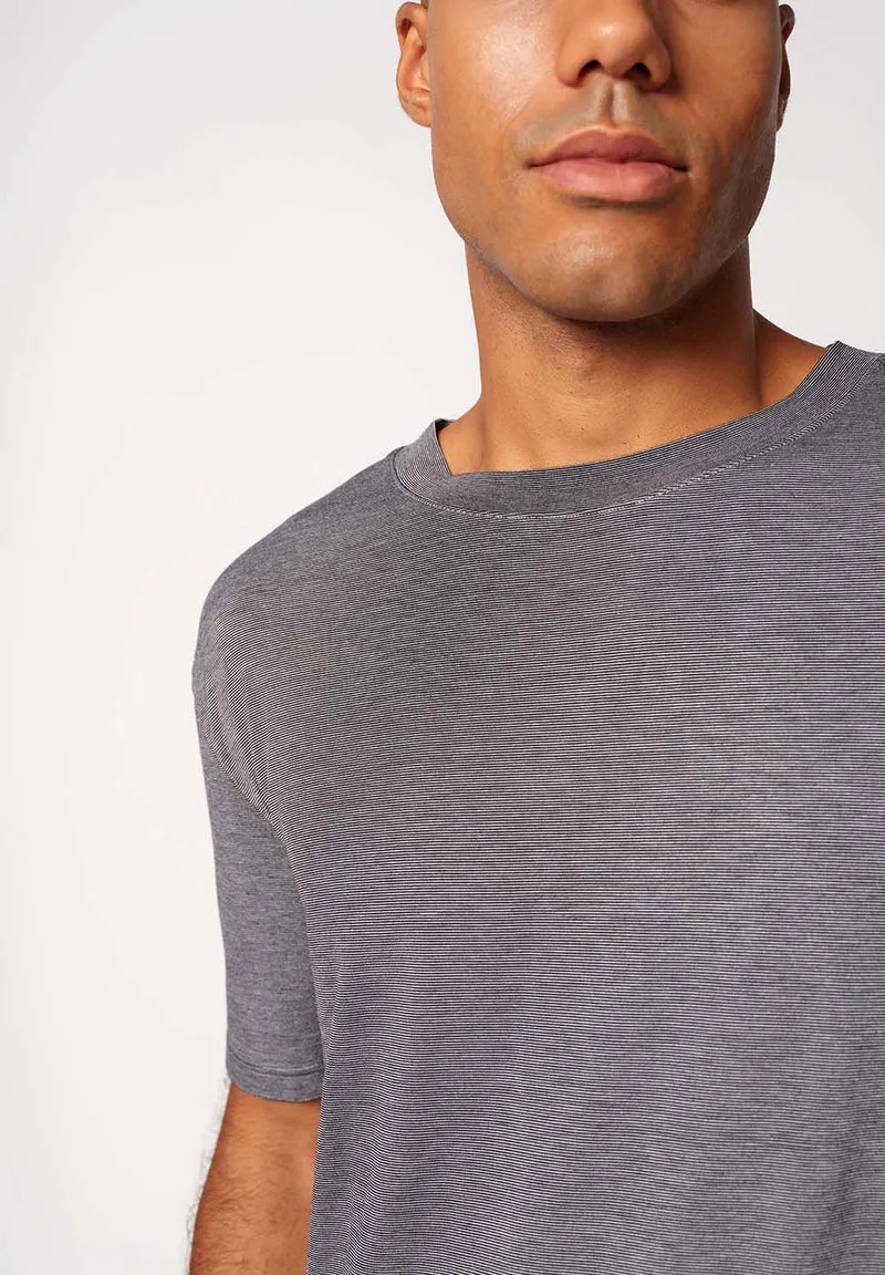 Cooling Deluxe Night Shirt short sleeve | black stripes 082943-08S016